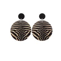 Wood Earring Flat Round fashion jewelry & for woman Sold By Pair