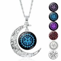 Time Gem Jewelry Necklace, Tibetan Style, with Glass, with 1.96 inch extender chain, Unisex, more colors for choice, 40mm, Length:Approx 17.72 Inch, Sold By PC