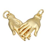Bijoux pendentifs en laiton, main, Placage de couleur d'or, 10x20x3mm, Trou:Environ 2mm, 10PC/lot, Vendu par lot