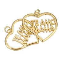 Brass Heart Pendants, gold color plated, hollow, 24x23x2mm, Hole:Approx 2mm, 10PCs/Lot, Sold By Lot
