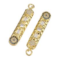 Cubic Zirconia Micro Pave Brass Pendant, gold color plated, micro pave cubic zirconia, 7x35x3mm, Hole:Approx 2mm, 10PCs/Lot, Sold By Lot
