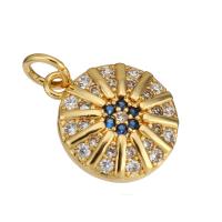 Cubic Zirconia Micro Pave Brass Pendant, gold color plated, micro pave cubic zirconia, 11x13x3mm, Hole:Approx 4mm, 10PCs/Lot, Sold By Lot