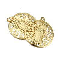 Hollow Brass Pendants Flat Round gold color plated Approx 2mm Sold By Lot