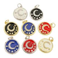 Cubic Zirconia Micro Pave Brass Pendant, plated, micro pave cubic zirconia & enamel, more colors for choice, 16x18x3mm, Hole:Approx 4mm, 10PCs/Lot, Sold By Lot