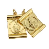 Bijoux pendentifs en laiton, Placage de couleur d'or, 15x22x2mm, Trou:Environ 2mm, 10PC/lot, Vendu par lot