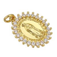 Cubic Zirconia Micro Pave Brass Pendant, gold color plated, micro pave cubic zirconia, 16x20x2mm, Hole:Approx 2mm, 10PCs/Lot, Sold By Lot