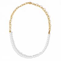 Zinc Alloy smykker halskæde, med Plastic Pearl, forgyldt, mode smykker & for kvinde, flere farver til valg, nikkel, bly & cadmium fri, Længde Ca. 16.93 inch, Solgt af PC