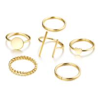 Juego de anillos de aleación de zinc, chapado en color dorado, 6 piezas & Joyería & para mujer, libre de níquel, plomo & cadmio, Vendido por Set