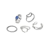 Ensemble d’anneau en alliage de zinc, avec Acrylique, 5 pièces & bijoux de mode & pour femme & émail & avec strass, protéger l'environnement, sans nickel, plomb et cadmium, Vendu par fixé