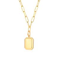 Edelstahl Schmuck Halskette, Quadrat, goldfarben plattiert, Modeschmuck & für Frau, 15.50x10mm, Länge ca. 17.7-20 ZollInch, verkauft von PC