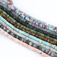 Perles de pierres précieuses mixtes, Jaspe d'impression, Plat rond, poli, DIY, plus de couleurs à choisir, 6x3mm, 115PC/brin, Vendu par 38 cm brin