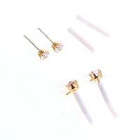 Zinc Alloy Earring Drop Component with 925 Sterling Silver 14K gold plated fashion jewelry & for woman & with rhinestone golden Approx 2mm Sold By Pair