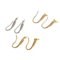 Brass Hook Earwire, 14K gold plated, fashion jewelry & for woman & with rhinestone, more colors for choice, 21x9x3mm, Sold By Pair