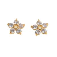 Strass Messing Perlen, 14 K vergoldet, Modeschmuck & für Frau & mit Strass, goldfarben, 17x13x2mm, verkauft von PC
