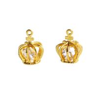 Rhinestone Brass Pendants Crown 18K gold plated fashion jewelry & for woman & with rhinestone Approx 2mm Sold By PC