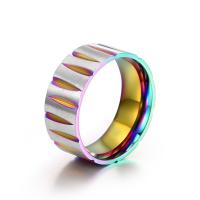 Titanium Čelik Finger Ring, šarene pozlaćen, modni nakit & različite veličine za izbor, multi-boji, 8.80mm, Prodano By PC