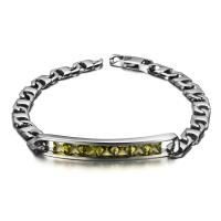 Titanium Steel Bracelet & Bangle, fashion jewelry & with rhinestone, 215mm, Sold By PC