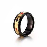 Titanium Steel Finger Ring, gold color plated, fashion jewelry & different size for choice & enamel, golden, 8.10mm, Sold By PC