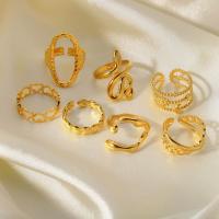 aço inoxidável Cuff Ring Finger, 18K banhado a ouro, Vario tipos a sua escolha & para mulher, tamanho:6-8, vendido por PC