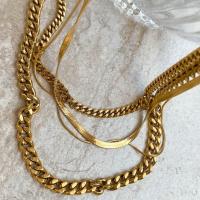 Cadena de Collar, acero inoxidable, 18K chapado en oro, diferentes estilos para la opción & para mujer, Vendido por UD