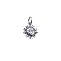 925 Sterling Silver Pendant, Sun, DIY, 11.50x13mm, Hole:Approx 4mm, Sold By PC