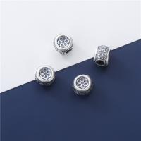 Argent sterling 925 perle d'entretoise, DIY & avec le motif de fleurs, 8.50x6.50mm, Trou:Environ 3.6mm, Vendu par PC