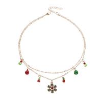Christmas Necklaces Zinc Alloy with Resin with 1.96inch extender chain Snowflake gold color plated Christmas jewelry & oval chain & for woman nickel lead & cadmium free Sold Per Approx 15.35 Inch Strand
