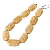 Rind-Knochen Perle, Buddha, geschnitzt, erdgelb, 23x12x37mm, ca. 10PCs/Strang, verkauft per ca. 14.56 ZollInch Strang