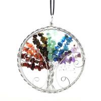 Hanging Ornaments Brass with Leather & Gemstone platinum color plated tree of life design & Unisex nickel lead & cadmium free Length Approx 9 Inch Sold By PC