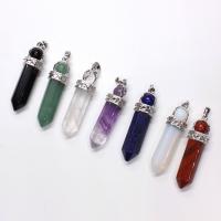 Gemstone Pendants Jewelry, Brass, with Gemstone, platinum color plated, different materials for choice & Unisex, more colors for choice, nickel, lead & cadmium free, 50*12mm,8mm, Sold By PC