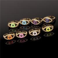 Evil Eye Jewelry Ring Finger, cobre, cromado de cor dourada, micro pavimento em zircônia cúbica & para mulher & esmalte, Mais cores pare escolha, níquel, chumbo e cádmio livre, 11mm, vendido por PC