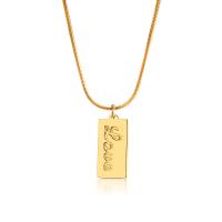Edelstahl Schmuck Halskette, mit Verlängerungskettchen von 2.36inch, Quadrat, goldfarben plattiert, für Frau, 14x12mm, Länge:ca. 16.54 ZollInch, verkauft von PC