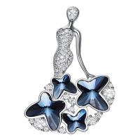 Crystal Brooch Brass with Crystal micro pave cubic zirconia & for woman mixed colors Sold By PC