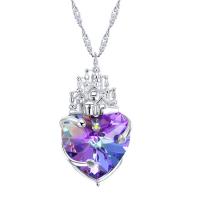Crystal Necklace 925 Sterling Silver with Crystal for woman purple Length 45 cm Sold By PC
