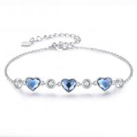 925 Sterling Silver Bangle Bracelet with Crystal Heart for woman & with rhinestone mixed colors Length 21.5 cm Sold By PC