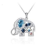 925 Sterling Silver Necklaces with Crystal Elephant for woman & with rhinestone mixed colors Length 45 cm Sold By PC