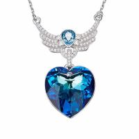 Crystal Necklace, 925 Sterling Silver, with Crystal, for woman & with rhinestone, more colors for choice, 18x31.80mm, Length:45 cm, Sold By PC