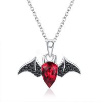925 Sterling Silver Necklaces, with Crystal, Bat, plated, for woman, mixed colors, 20x15mm, Length:43 cm, Sold By PC