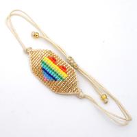 Bracelet de perles de verre, Seedbead, avec cordon de polyester, pour les enfants & protection contre les radiations, couleurs mélangées, 45x20mm, Longueur 28 cm, Vendu par PC