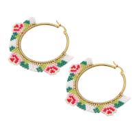 Seedbead Hoop Earring with Zinc Alloy for woman mixed colors Sold By Pair