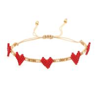 Seedbead bracelet, avec cordon de polyester, coeur, fait à la main, motif tissé & pour femme, plus de couleurs à choisir, Longueur 23 cm, Vendu par PC