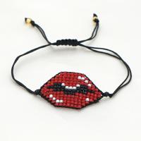Seedbead bracelet, avec cordon de polyester, lèvre, fait à la main, motif tissé & pour femme, couleurs mélangées, Longueur:28 cm, Vendu par PC