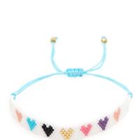 Seedbead bracelet, avec cordon de polyester, fait à la main, avec le motif de coeur & motif tissé & pour femme, couleurs mélangées, 100x10mm, Longueur 28 cm, Vendu par PC