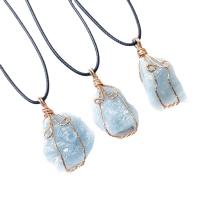 Aquamarine Pendant with Brass Nuggets mixed colors 28-50mm Sold By PC