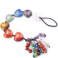Hanging Ornaments, Natural Stone, with Polyester Cord, mixed colors, 25x300mm, Sold By PC