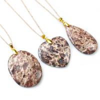 Agate Κοσμήματα Μενταγιόν, Leopard Εκτύπωση Agate, μικτά χρώματα, 55x70mm, Sold Με PC