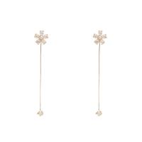 Cubic Zircon (CZ) Drop Earring Zinc Alloy Flower high quality plated fashion jewelry & for woman & with cubic zirconia golden Sold By Pair