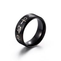 Titanium Steel Finger Ring, gun black plated, fashion jewelry & different size for choice, black, 7.80mm, Sold By PC
