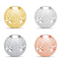 925 Sterling Silver Beads, Round, plated, DIY & flower cut & different size for choice & frosted, more colors for choice, Sold By PC