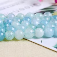 Aquamarin Perle, rund, poliert, verschiedene Größen vorhanden & verschiedene Stile für Wahl, blau, verkauft von Strang